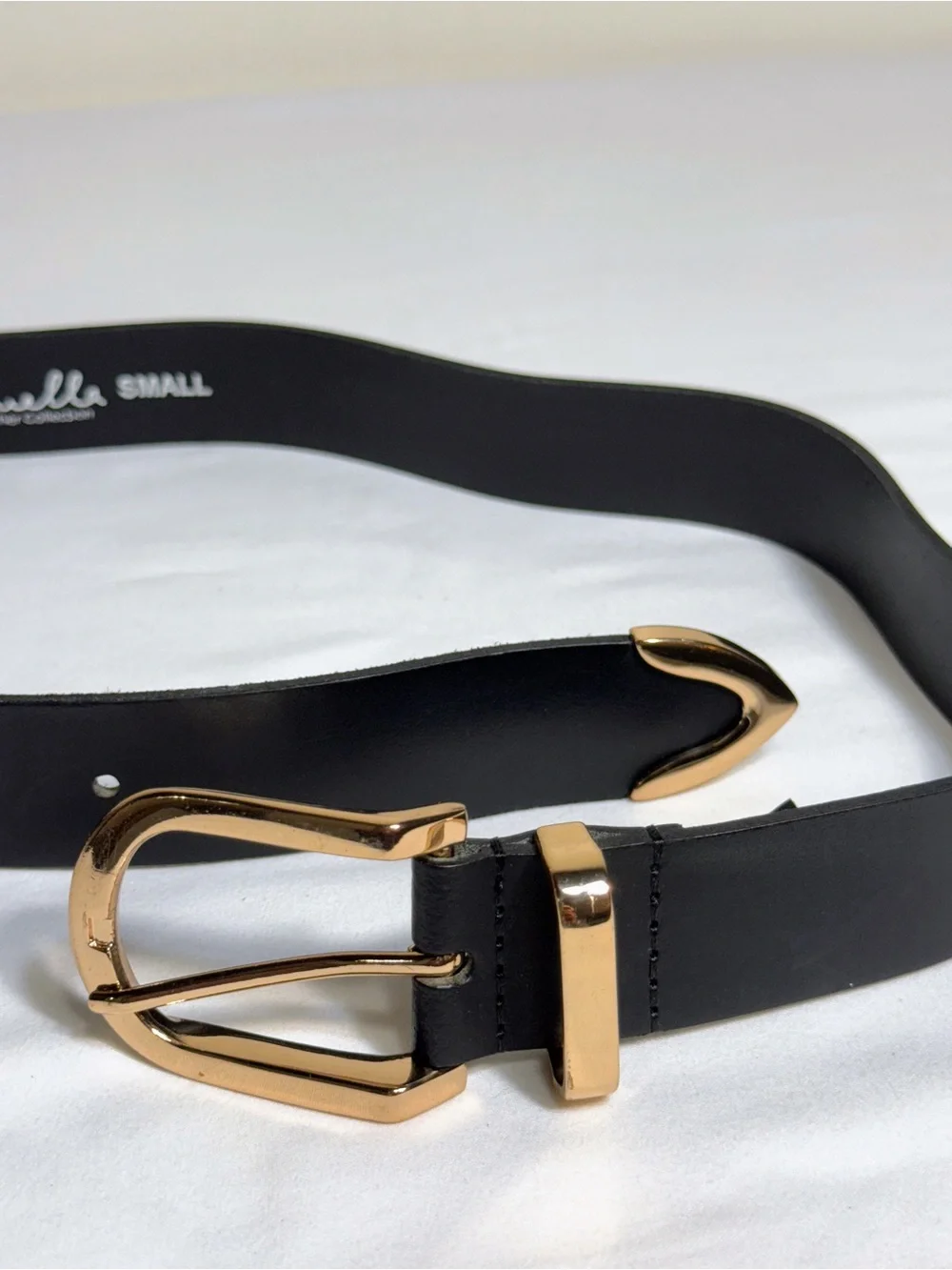 Luella Leather Collection Black Leather Belt Gold Buckle Small